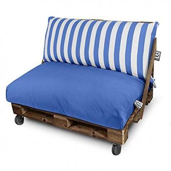 Cojín para Palets Toldotex Impermeable y Resistente - Set Azul 120x80 (Asiento) + 120x45 (Respaldo)