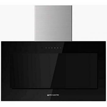 EAS ELECTRIC SMART TECHNOLOGY | EMRH908VRT-N | Campana extractora | Campana de pared inclinada | Anchura de 90 cm | Color Inox y cristal negro | Táctil | 4 niveles | LED | Filtro 5 capas lavable