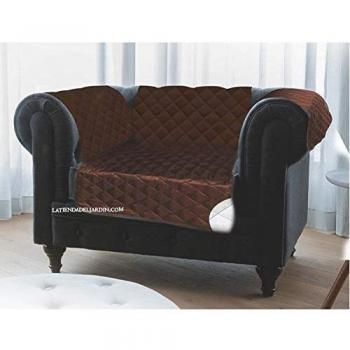 Funda Protectora Reversible para Sillón 1 Plaza Marrón y Beige, Fácil de Poner y Quitar, Apta para Lavadora