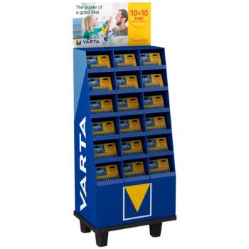 Expositor promocional 102 blisters 10+10 pilas (aa+aaa) longlife power varta