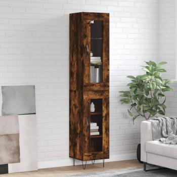 Aparador de madera contrachapada roble ahumado 34,5x34x180 cm Vidaxl Marrón