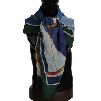 Dolce & Gabbana Multicolor Sorrento DG Shawl Fringe Scarf, Scarves, female, Multicolor, Size: ONE SIZE Luxury Sorrento Logo Silk Scarf