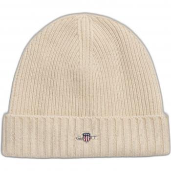 GANT Unisex Shield Wool Beanie - Cream - One Size