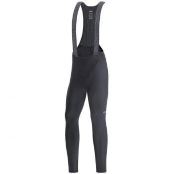 Culote largo Gore Wear C3 Thermo con bretelles para hombre en color negro y amarillo neón