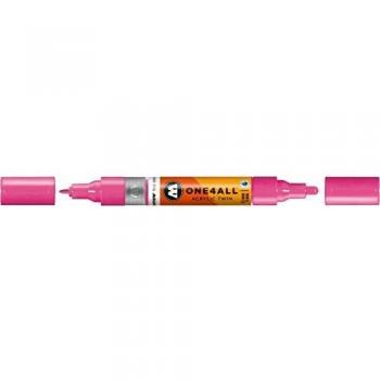 Marcador Permanente Molotow One4All Acrílico Doble Punta Recargable 1,5 y 4mm Rosa Neón