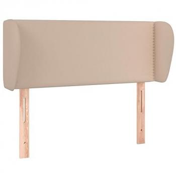 Cabecero de cama tipo orejas en cuero sintético color capuchino 83x23x78/88 cm