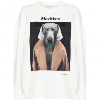 Max Mara Women's Printed Cotton Sweatshirt in Beige | Size Medium