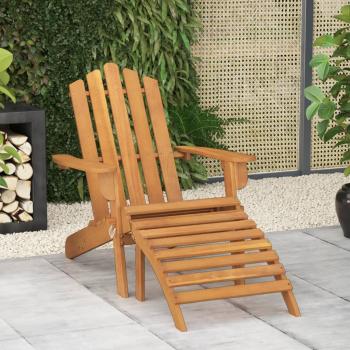 Adirondack Garden Chair with Footrest Solid Acacia Wood