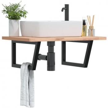 vidaXL Shelf Brackets for Washbasin 2 pcs Black Trapezium Steel