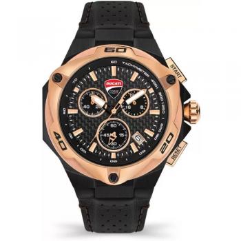 Reloj Ducati Hombre DTWGC2019010 (49mm) - Reloj de pulsera, diseño deportivo, caja de acero inoxidable, resistencia al agua hasta 30 metros, esfera analógica, correa de silicona negra,