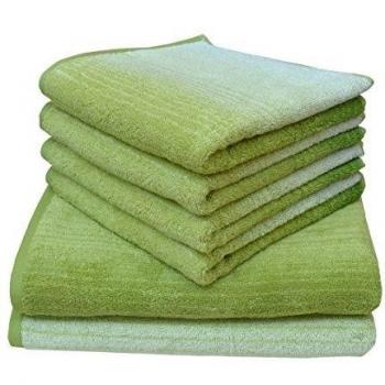 'Dyckhoff 0768596300 6 piezas Juego de toallas de mano COLORI de calidad 480 g/m², 2 toallas de ducha de 70 x 140 cm y 4 toallas de mano de 50 x 100 cm, 100% de algodón ecológico, color verde
