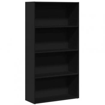 Estantería de madera de ingeniería negra 80x30x152 cm
