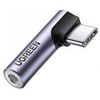 Adaptador de audio UGREEN AV154 USB-C a mini jack 3.5mm en ángulo - Gris