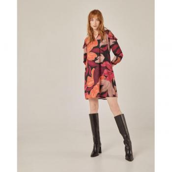 Vestido corto recto con volantes para mujer