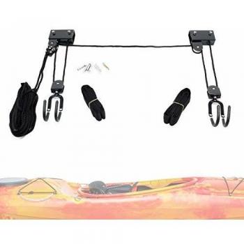 Elevador de Techo para Kayaks y Bicicletas 45kg con Gancho y Poleas - Soporte de Deportes Acuáticos Wiltec