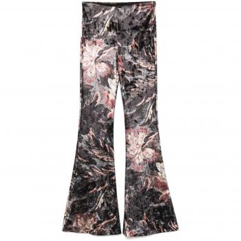 Etro Women's Floral Print Velvet Flared Trousers, Multicolor, Size 40