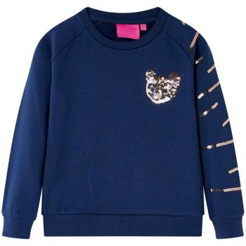 Sudadera Infantil Azul Marino 104 con Gato de Lentejuelas