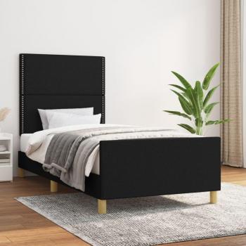 Cama solar con cabecero negro 80x200 cm en tela Vidaxl