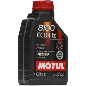 Aceite de motor Motul 8100 ECO-LITE 5W30, 100% sintético, bajo en emisiones CO2, adecuado para motores gasolina y diésel, cumple con las especificaciones ACEA C2 y API SN