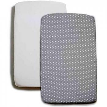 Niimo Set de Sábanas (2 Piezas) 100% algodón Compatible con Chicco Next 2 Me Otras cunas de colecho Lullago Kinderkraft UNO Cullami CAM Jane Babyside con Dimensiones 50x83 (Blanco+Gris Pois Blancos)