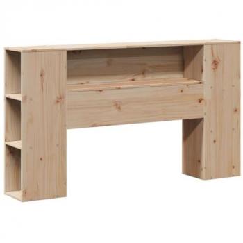 Cabecero de cama con almacenaje de madera maciza de pino 135 cm en color marrón