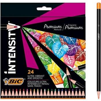 Lápices de Colorear BIC Intensity Premium 24 Colores - Madera FSC, Altamente Pigmentados y con Mina Resistente