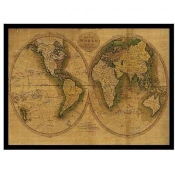 Impresión sobre Lienzo Mapa del Mundo Multicolor 60x2,5x40 cm - Epikasa