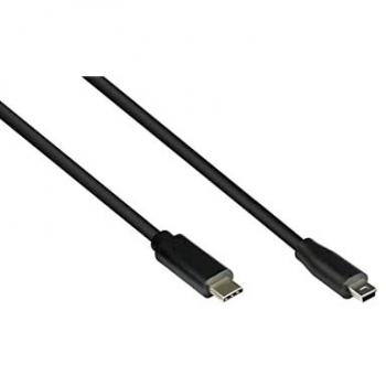 Cable USB 2.0, conector USB-C a Mini B de 5 pines, negro, 5 metros