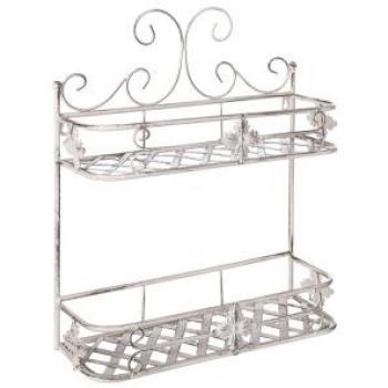 Estantería de Pared para Baño Metal Blanco 52 x 42 cm Efecto Envejecido Estilo Vintage