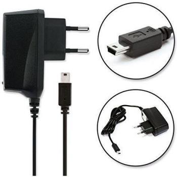 subtel® Cargador Mini USB Compatible con GPS Garmin Edge Drive DriveAssist DriveSmart Nüvi Oregon eTrex GPSMAP, Cable de Carga 1A / 1000mA de navegador SatNav, Fuente de Alimentación, Adaptador CA