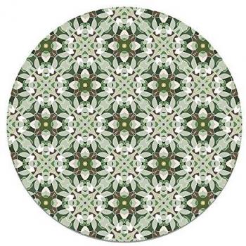 Alfombra Vinílica Redonda Baldosa Modelo Oriental Verde 150x150 cm - Antideslizante e Ignífuga para Cocina y Salón