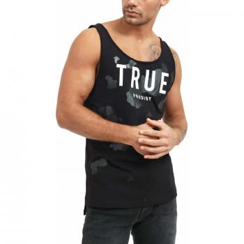 trueprodigy Casual Hombre Marca Camiseta De Tirantes con impresión de Logotipo Ropa Retro Vintage Rock Vestir Moda Cuello Redondo Sin Manga Slim Fit Designer Tank Top, Tamaño:L, Colores:Black