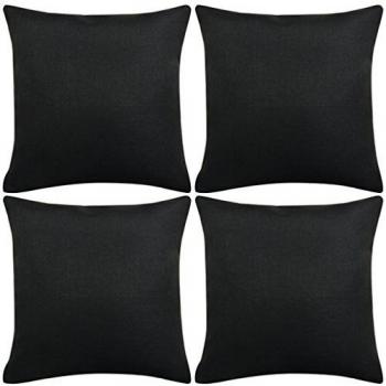 vidaXL Fundas de cojines 4 uds apariencia de lino negro 80x80 cm