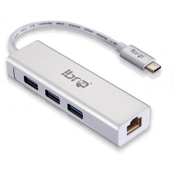 IBRA 0,15 M - Tipo C Hub 3 puertos USB 3.0 en concentradores USB de aluminio C verter Macbook A1534, Google Chromebook Pixel C1501W et d'autres périphériques USB tipo C pris en charge