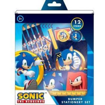 Kit de Papelería Sonic con Estuche - Material Escolar Completo - Incluye 2 Libretas, Lápices de Colores, Borradores, Sacapuntas y Regla - Diseño de Personajes del Juego Sonic the Hedgehog
