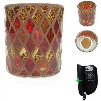 # 3064 té luz Wind Luz Luz Rojo Redondo Pequeño Mosaico Cristal Ambiente té luz cristal