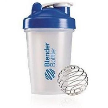 BlenderBottle Classic - Botella de agua y mezcladora, color azul-transparent, 590 ml