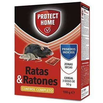 PROTECT HOME Raticida en Cereal de Alta eficacia y Poder de atracción para Zonas secas. Ratas y Ratones, 150gr, Rojo, 150 G