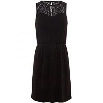Vero Moda Vmmilla SH Lace S/l Short Dress Noos Camiseta sin Mangas, Negro