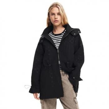 Parka impermeable de mujer Desigual Palermo con capucha, color negro, talla L