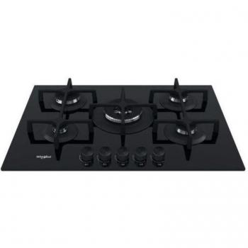Placa de Cocina Empotrada Whirlpool GOA 7523/NB1 a Gas, 5 Fuegos, 73 cm, Color Negro