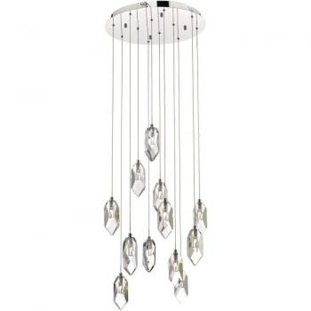 Lámpara colgante Crystal cromo brillo 12 bombillas 100cm con diseño de cluster, acabado en cromo pulido y cristal, compatible con 12 bombillas tipo G4
