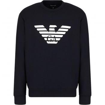 Emporio Armani Men's Blue Patterned Logo Sweatshirt Size L