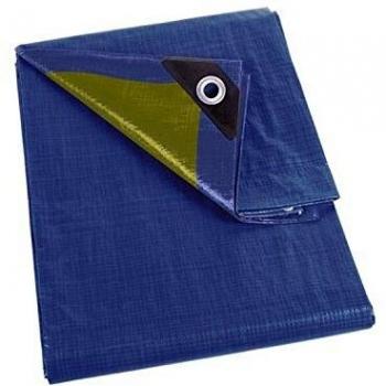 Lona Perel Impuesto Rectangular Azul/Verde 70 g/m² 6 x 10 m con 32 Ojales y Ángulos Reforzados
