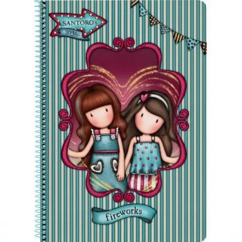 Cuaderno Espiral Safta Folio 80 Hojas 60g/m² Cuadro 4mm Tapa Dura Gorjuss Fairground Fireworks