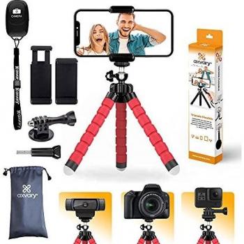 AXVARY-Trípode para móvil, Trípode iPhone y Android, Cámara, GoPro, Webcam. Soporte móvil trípode, Mini trípode, Soporte GoPro, Palo Selfie