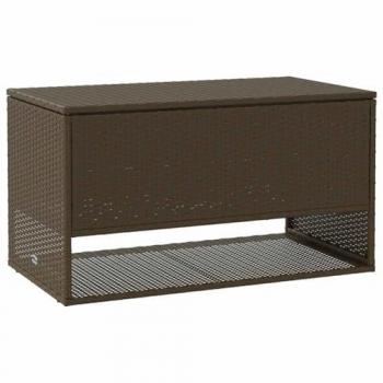 Outdoor Poly Rattan Cushion Storage Box - Brown 100x55x55.5 cm, Weather-Resistant with PE Rattan and Steel Frame