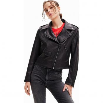 Desigual Sleek Long Sleeve Sports Jacket with Contrast Details - M, Female, Light Jacket, Black, Size: M, Polyester