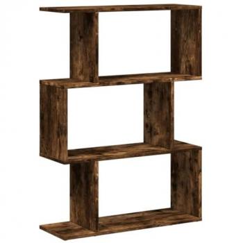 Librería divisora 3 niveles madera roble ahumado 70x24x97 cm