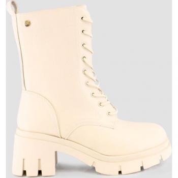 Botines de mujer beige con cierre de cordones